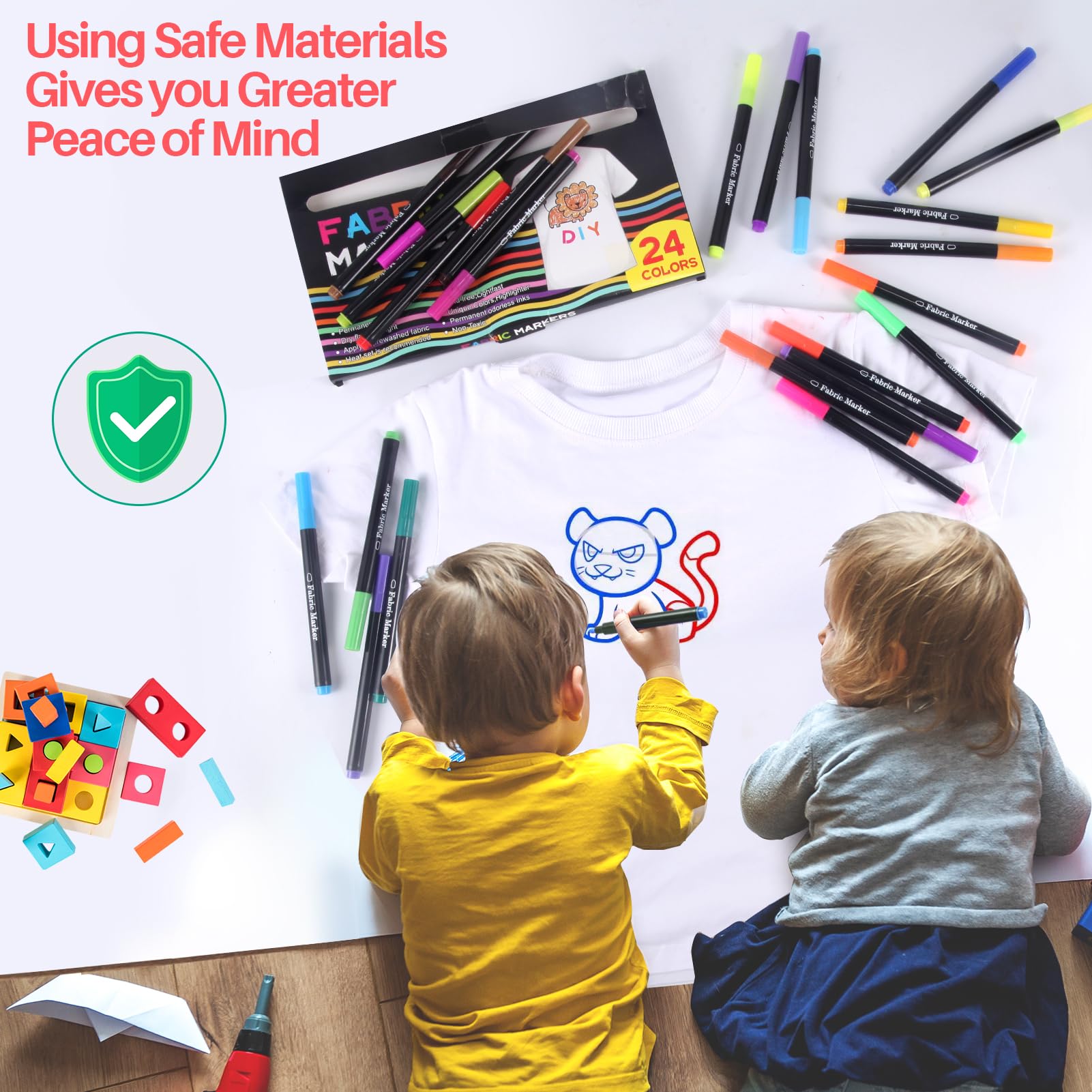 Pennarelli Per Tessuti Lavabili Siumir - Set Da 12 Colori Per T-shirt, Cappelli E Stoffa - Foto 2