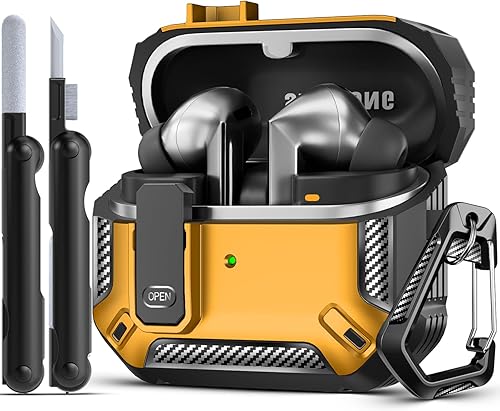 Miniatura 23 de Lock Fit Diseñado para Samsung Galaxy Buds3 FE (2025) / Buds3 Pro (2024) / Funda Buds 3 (2024), con kit de limpieza Cuerpo completo Diseño de