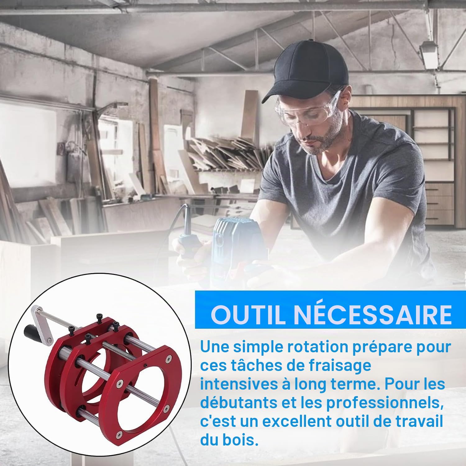 Défonceuse-Lift, Kit Levage Défonceuse en Métal pour Plaque Base D'Insert Défonceuse Scie Table, Travail du Bois, Plaque D'Insert Table Défonceuse,Base Levage, Convient pour Diamètre 64 Mm À 66