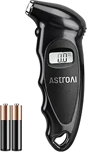 AstroAI Digital Tire Pressure Gauge with Replaceable AAA Batteries, 150 PSI 4 Settings Stocking Stuffers for Car Truck Bicycle Backlit LCD Non-Slip Grip Car Accessories, Black