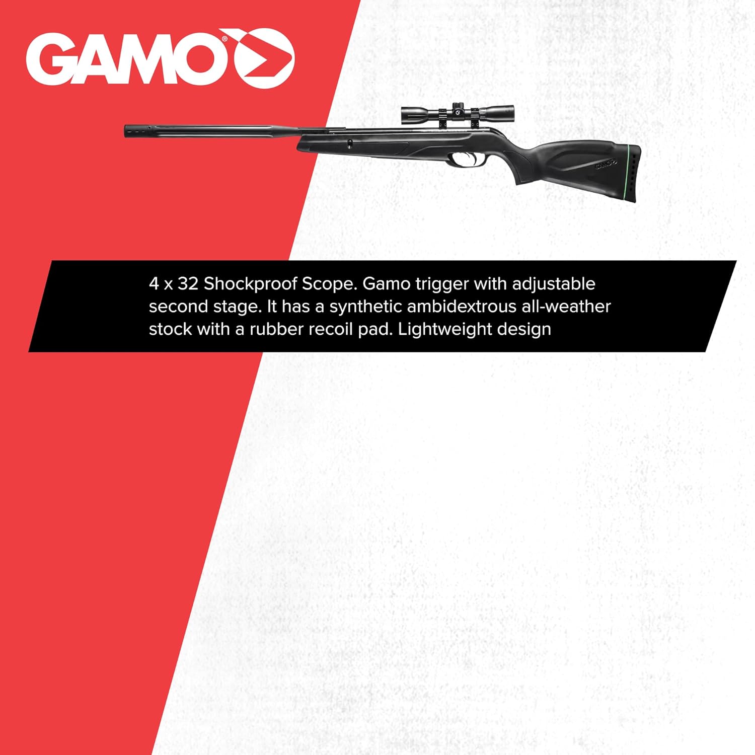 Gamo Wildcat Whisper Caliber Break Barrel Pellet Air Rifle - IGT Gas Piston