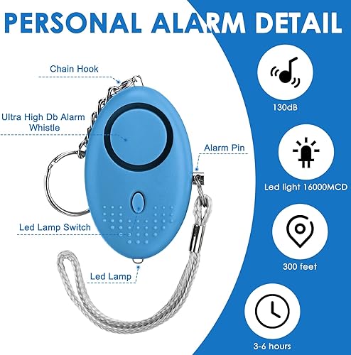 Miniatura 2 de Kanayu 4 unidades de alarma personal a granel de 130 dB con sonido seguro de emergencia, seguridad de autodefensa, llavero de alerta de seguridad