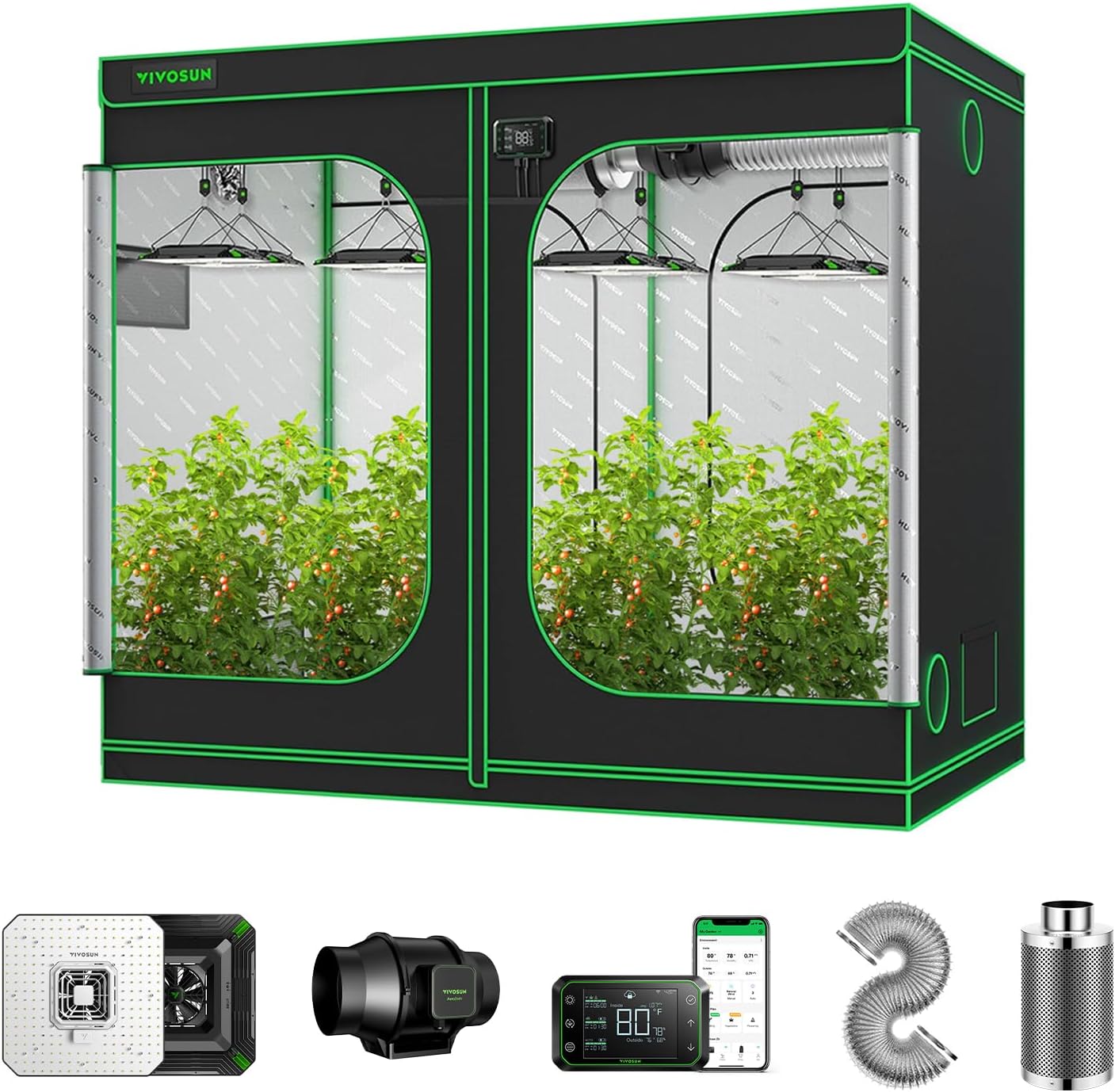 VIVOSUN S848 4x8 Grow Tent Smart Kit with AeroZesh S6