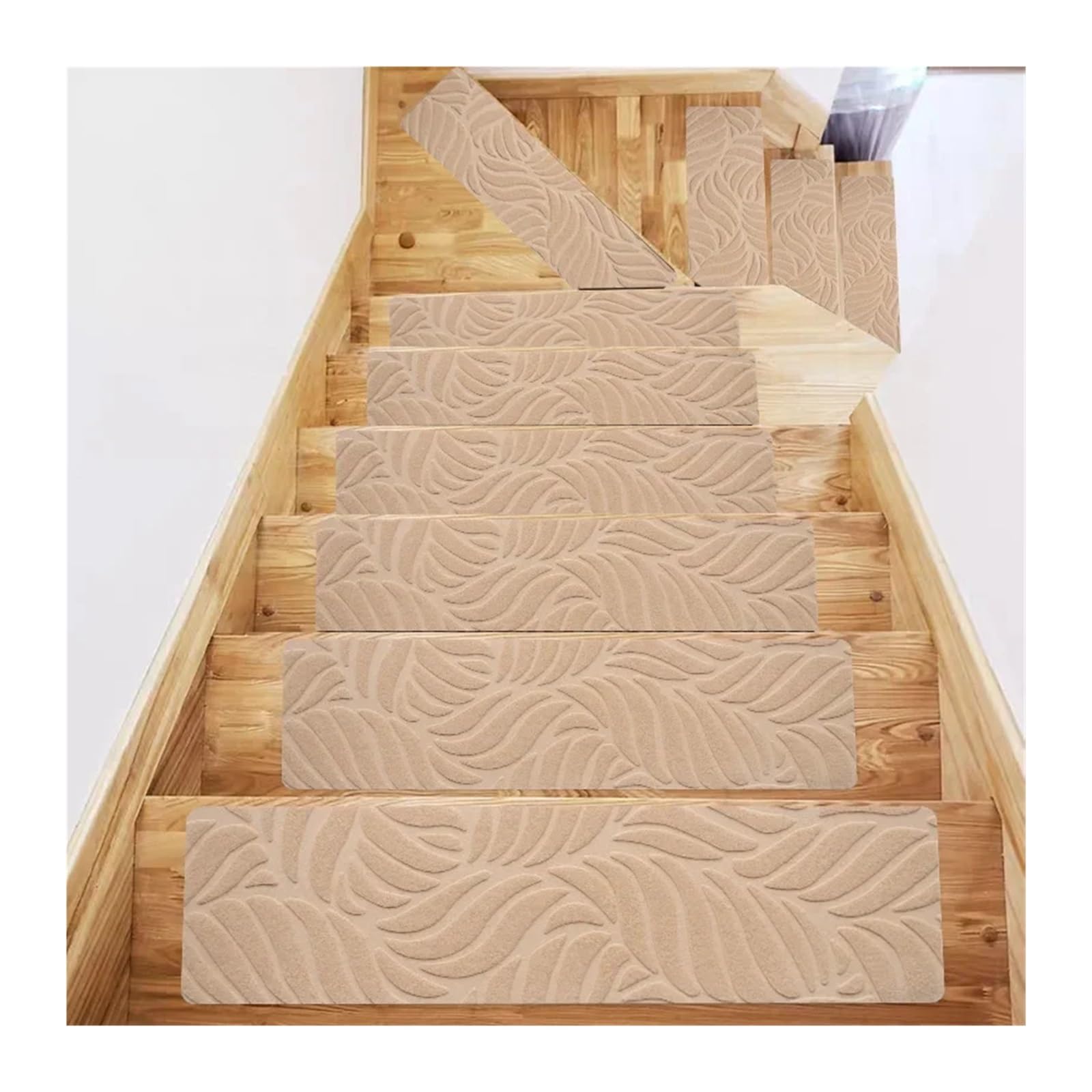 Alfombrillas para escaleras interiores y exteriores de textura suave beige