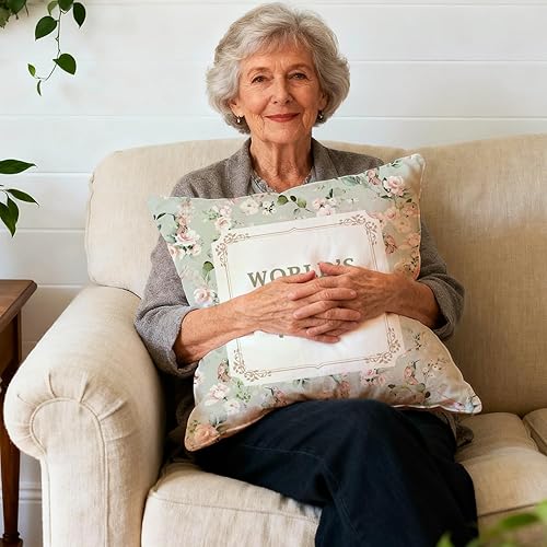 Miniatura 5 de World's Best Mom - Fundas de almohada para mamá, regalos para mamá de parte de la hija, almohada de cojín vintage floral para madres, 18 x 18