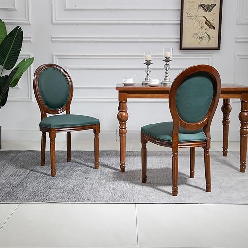 Miniatura 55 de Kiztir Juego de 2 sillas de comedor de ratán, sillas de comedor francesas de mediados de siglo, sillas de comedor de granja con respaldo alto para