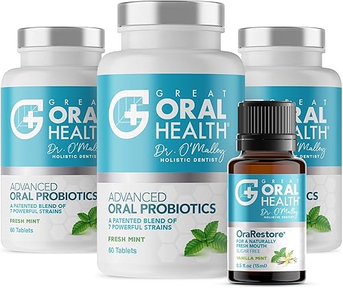Advanced Bad Breath Treatment Set — The Oral Probiotics Tablet & OraRestore Natural Bal & Dental Concentrated Oil — Sabor a menta formulado por