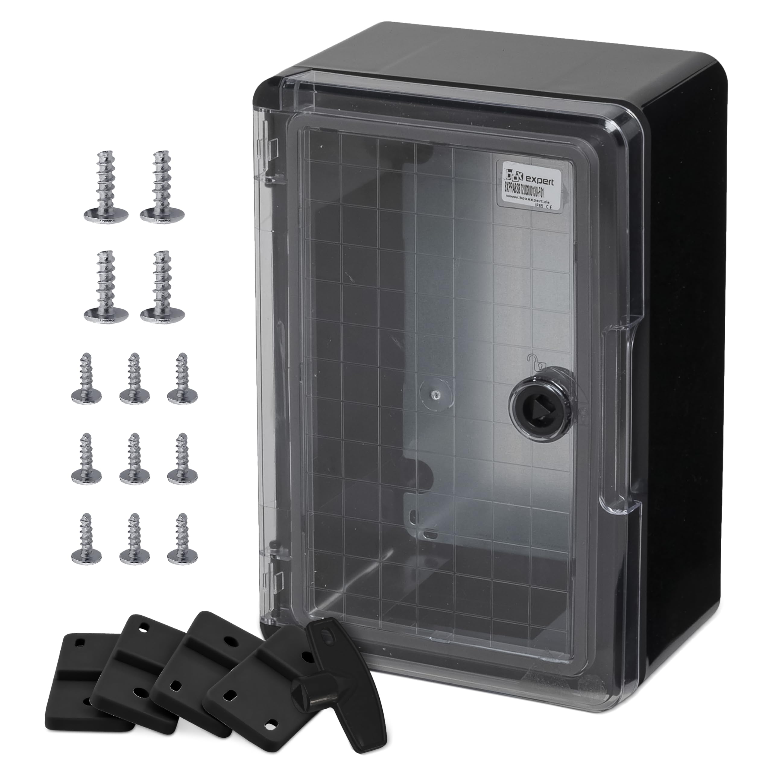 BOXEXPERT coffret de distribution exterieur IP65 ABS 300x200x130mm Fleet, etanche, armoire electrique/coffret mural, boitier industriel vide, noir