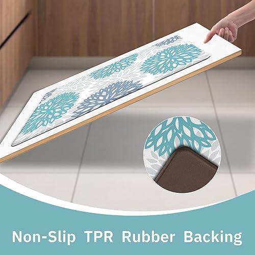 Miniatura 19 de Juego de 2 tapetes de cocina acolchados antifatiga, impermeables, antideslizantes, tapete de espuma viscoelástica, tapete cómodo para fregadero