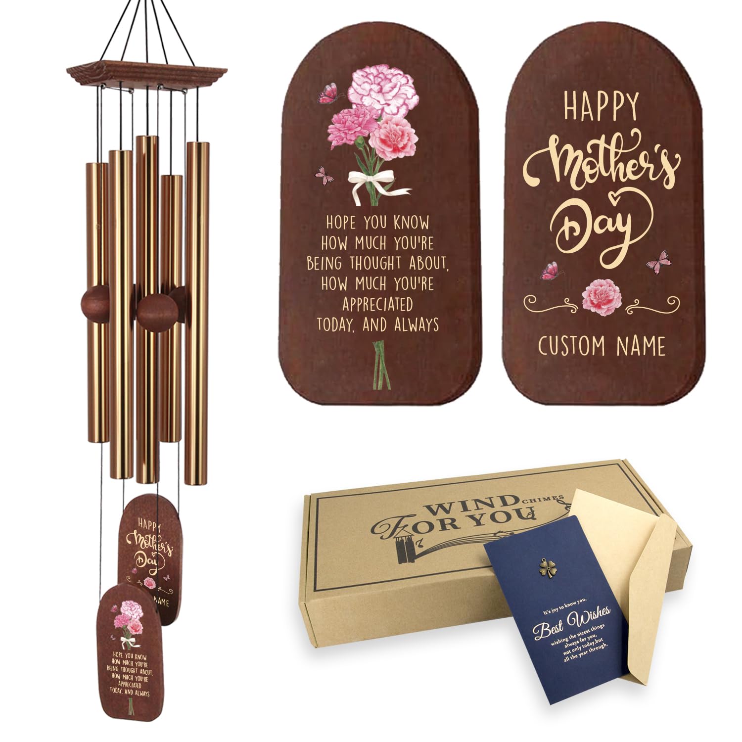 ASTARIN Wind Chimes from Daughter, Personalized Thank You Gifts for Moma Nana New Mother, Women Birthday Gift Wind Chimes Form Lover Friend Child, Surprise Gift for Mom