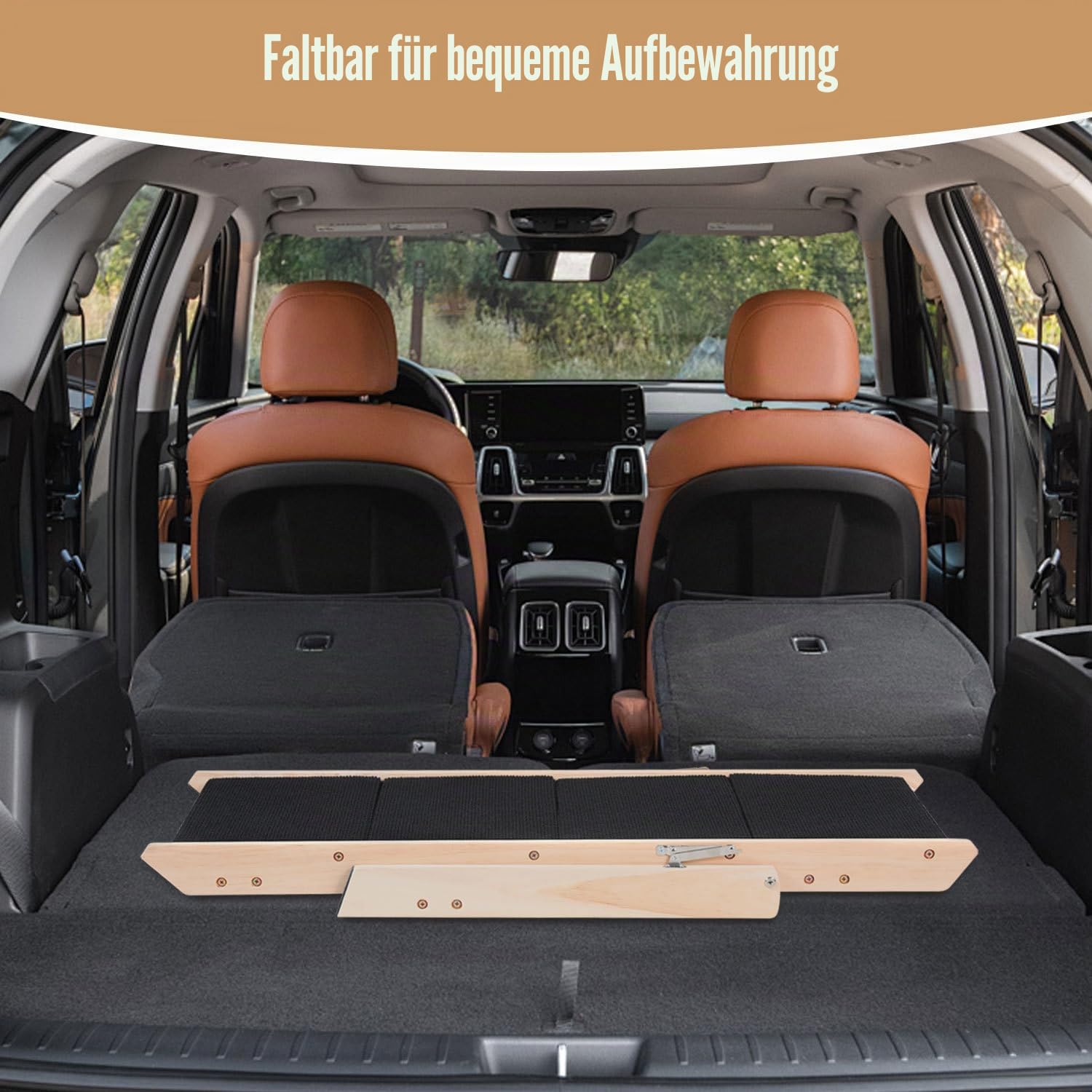 Hundetreppe Klappbare 4 Stufen 2-in-1 Hunderampe aus Holz 65cm hoch