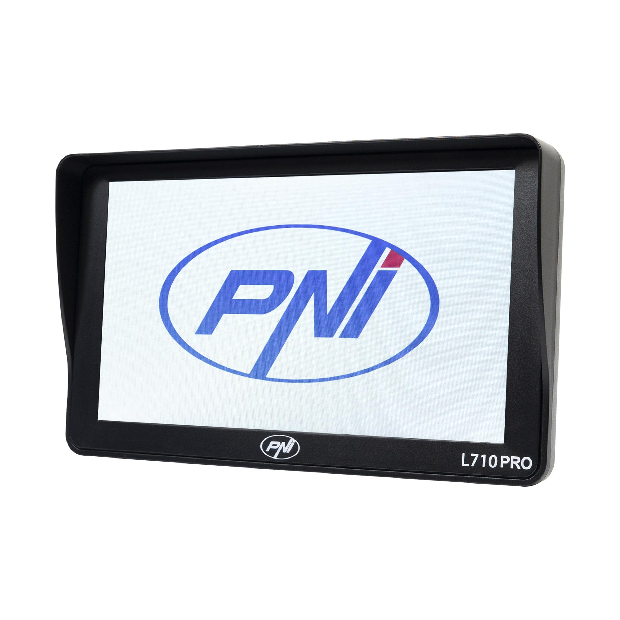 Sistema di navigazione GPS PNI L710 PRO con visiera parasole, 7 pollici, 800 MHz, 256 MB DDR, memoria interna da 16 GB, trasmettitore FM, con due caricatori per auto inclusi