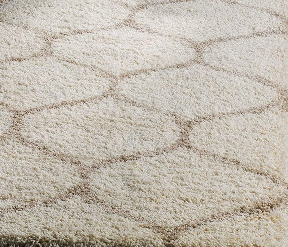 Image of Polyester Fluffy Fur Rugs & Modern Shaggy Floor Carpets for Living Room,Sofa Area,Hall,Kids Room,Guest Room | Elegent Bedside Runners for Besdroom(6X8 Feet Ivory Mandir
