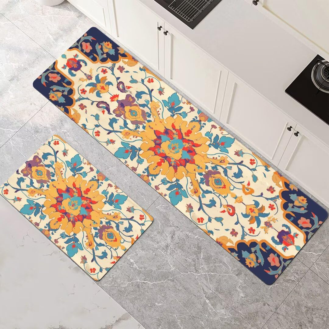 Alfombra cocina de pasillo con diseño mandala ideal para decorar la lavandería y el comedor