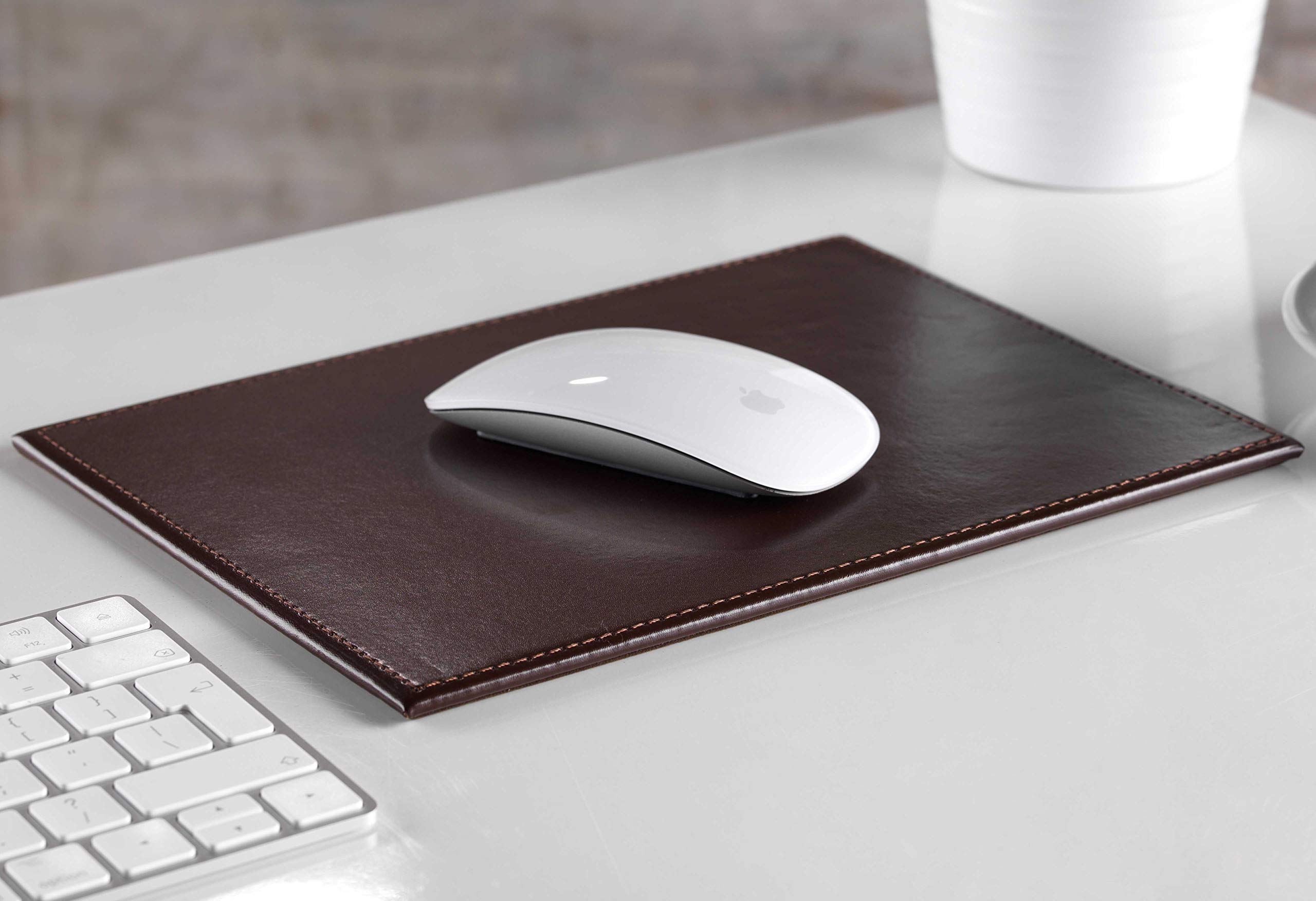 Zale YardleyMouse Mat, Gaming PC Mouse Pad, Non Slip, Handmade with Leather, 25cm x 19cm x 1cm (Dark Brown)