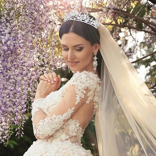 Miniatura 5 de Corona de tiara plateada, coronas de princesa, coronas de reina, corona de cumpleaños de cristal para mujeres, accesorios para el cabello