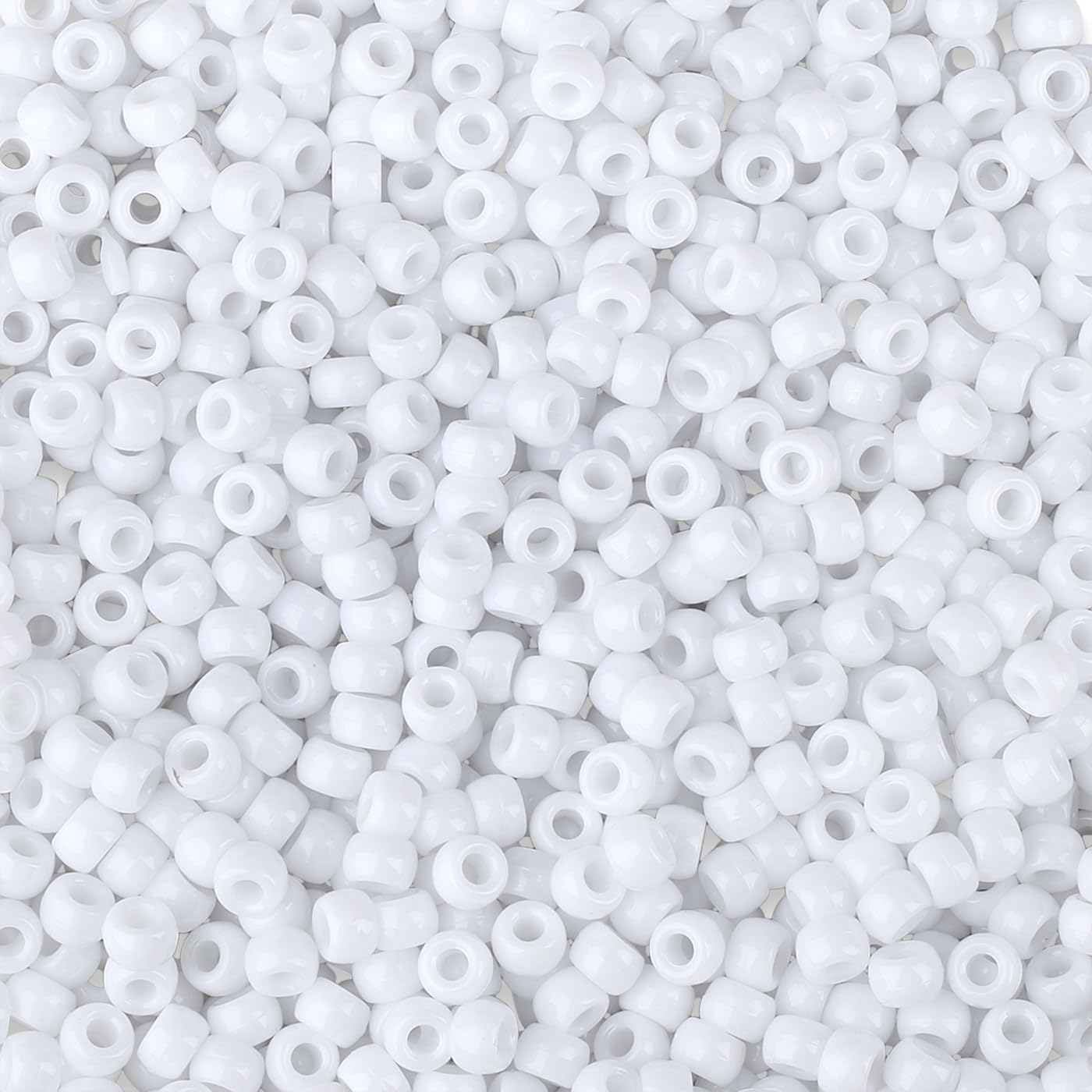 GUJOXILA White Pony Beads Bulk 1000Pcs Kandi Beads for Bracelet Making Hair Bead for Braids White Pony Bead for Crafting Bracelets Necklaces Jewelry Making 6×9mm