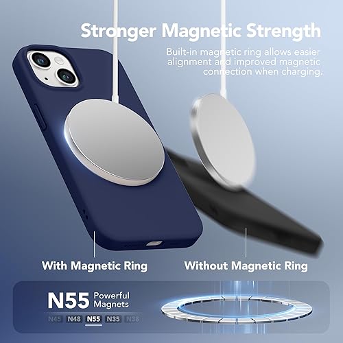 Miniatura 3 de GONEZ Funda magnética para iPhone 14, compatible con Magsafe, con protector de pantalla + protector de cámara, forro de microfibra antiarañazos,