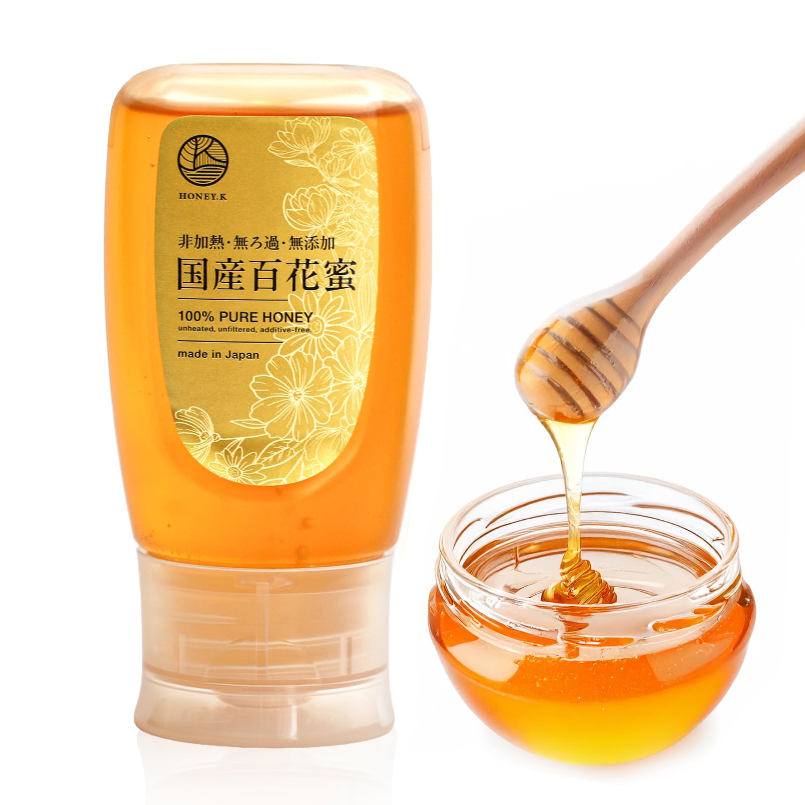 Amazon | HONEY.K はちみつ 国産 ハチミツ 非加熱 純粋 生はちみつ