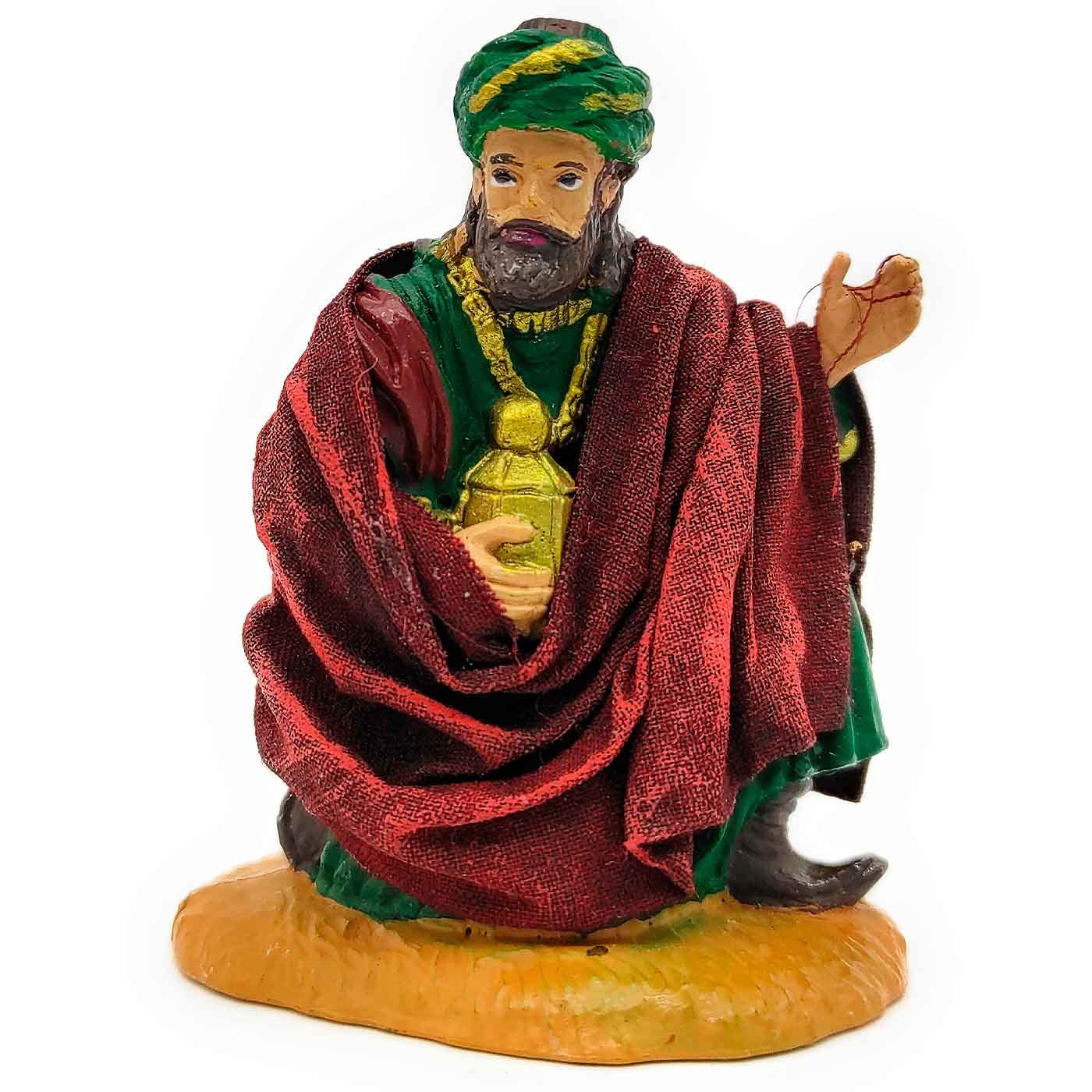 Acan Tradineur - Figura de Rey Mago para Belén, Gaspar, Figura Decorativa de durexina para Nacimiento, Adorno Artesano, Pesebre, Navidad - 7,5 x 7 x 5,3 cm