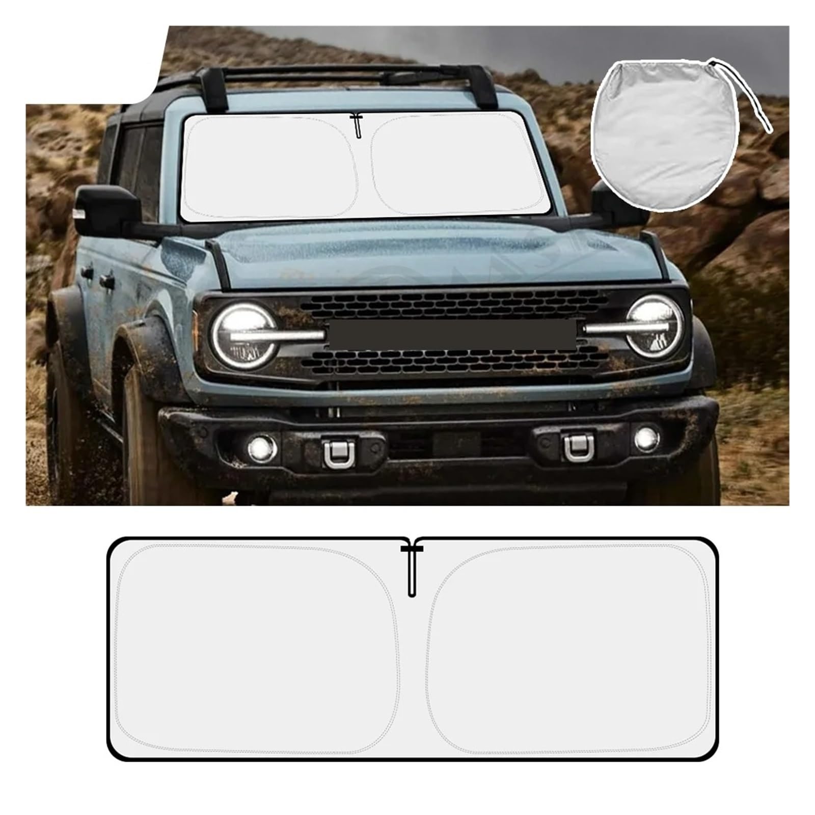 Per Ford Bronco 2021-2023 Parasole Finestrini 2/4 Porte Protezione Tende Pieghevoli Parabrezza Auto Ombrello Parasole Auto