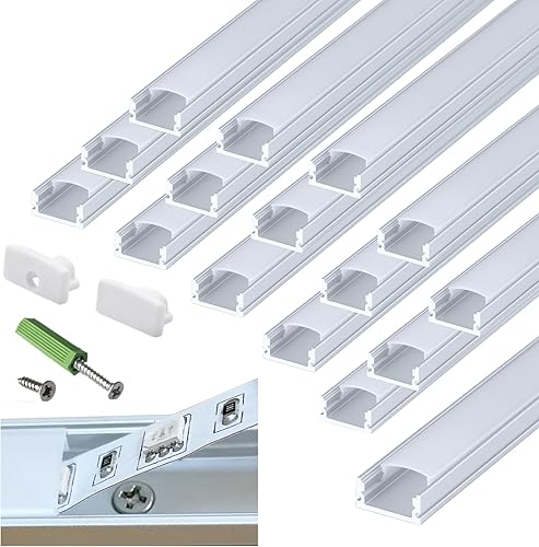 THMOOTHER Difusor de canal LED en forma de U de 6.56 pies preperforado, paquete de 8 perfiles de aluminio con cubierta lechosa, montaje en disponible en Yaxa Peru