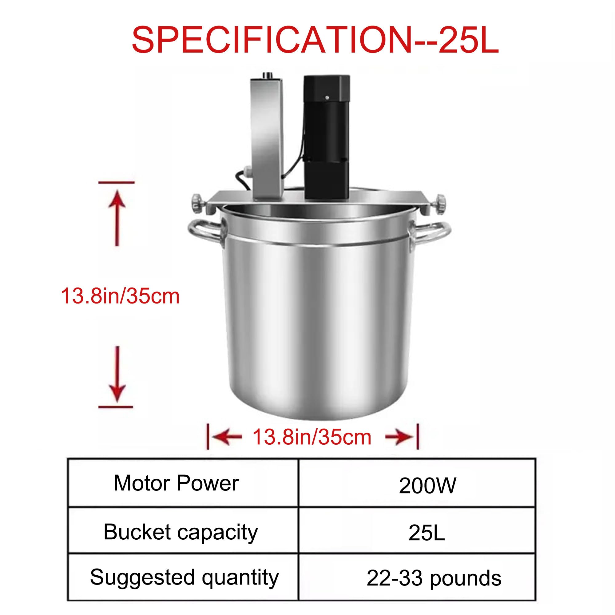 20L/25L Automatic Food Mixer, Electric Jam Mixer, Automatic Pot Stirrer Mixer, Hot Pot Seasoning Bottom Soup Sauce Stirrer Frying Machine, One-button Start,25L