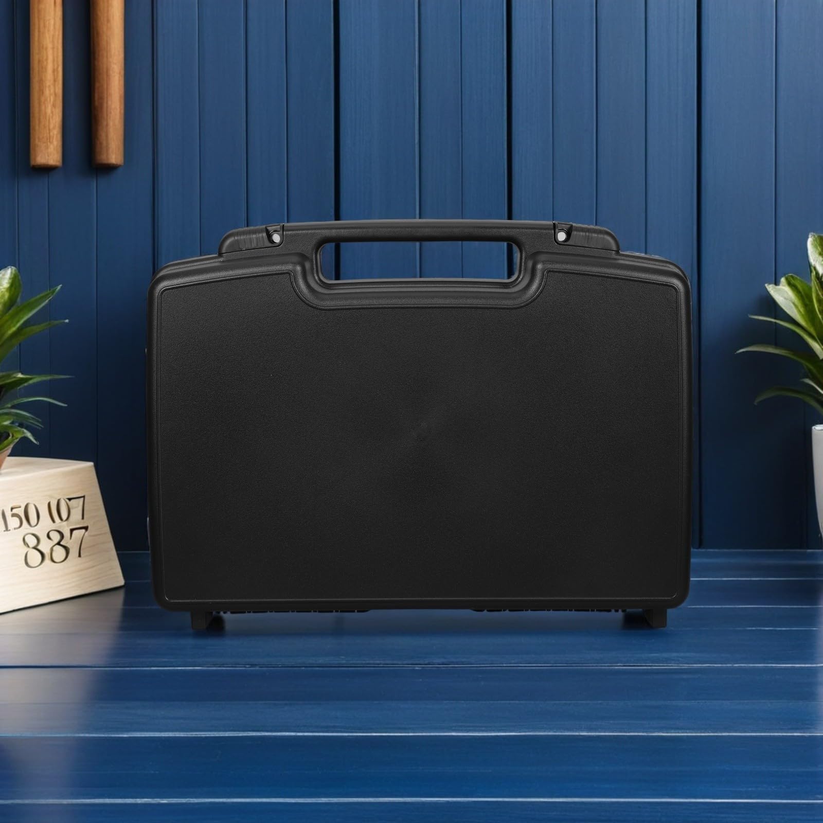 Estuche de Plástico para Guardar Herramientas Caja Pequeña de Herramientas de Plástico Duro Negro Portátil con Amplios Compartimentos y Eléctricas Uso Doméstico y Profesional