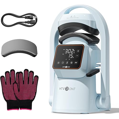 HTVRONT Auto Hat Press Machine - Hat Heat Press Machine with Precise Temp&Timer Control, Hat Heat Press Machine for Caps with 2 Platens, Compatible with DTF Film, Embroidery, Sublimation (Blue)