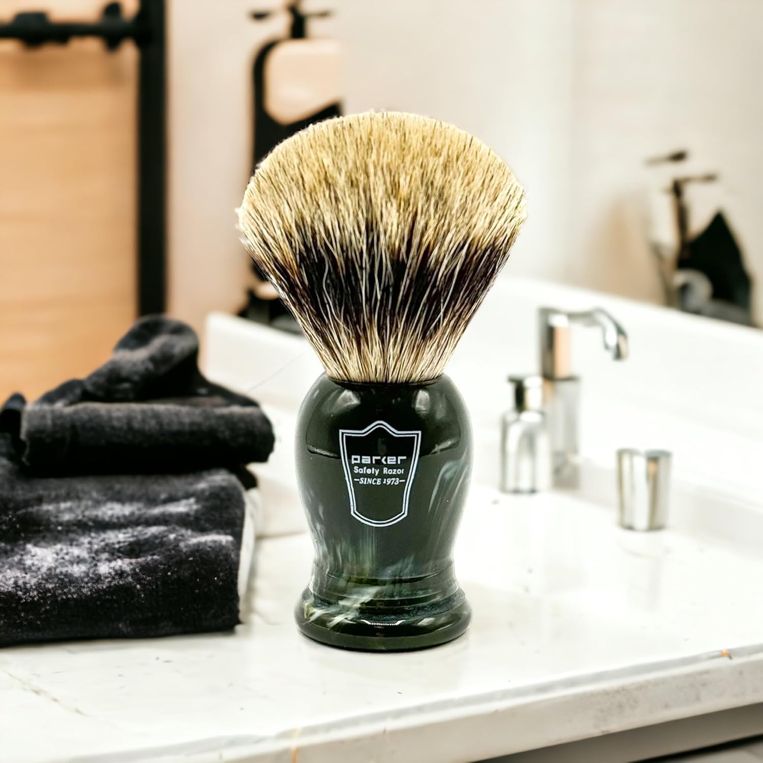 Amazon | Parker Safety Razor キングサイズ100％ピュアアナグマ毛
