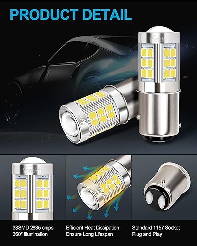 Miniatura 35 de Yorkim Bombilla LED 1157 roja 1157 bombilla de freno LED 2357 bombilla LED 2057 luces LED rojas 7528 BAY15D lámpara de repuesto para luces de freno