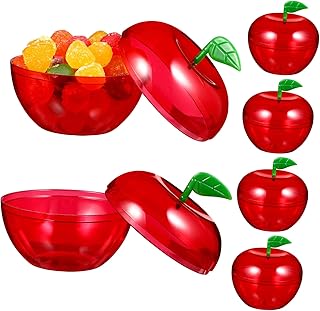 12 Pcs Red Plastic Apple Shape Candy Boxes,Apple Shape Candy Jar, Filled Bobbing Apple Containers,Apple Favor Container,Fillable Containers for Party Wedding Christmas Decorations