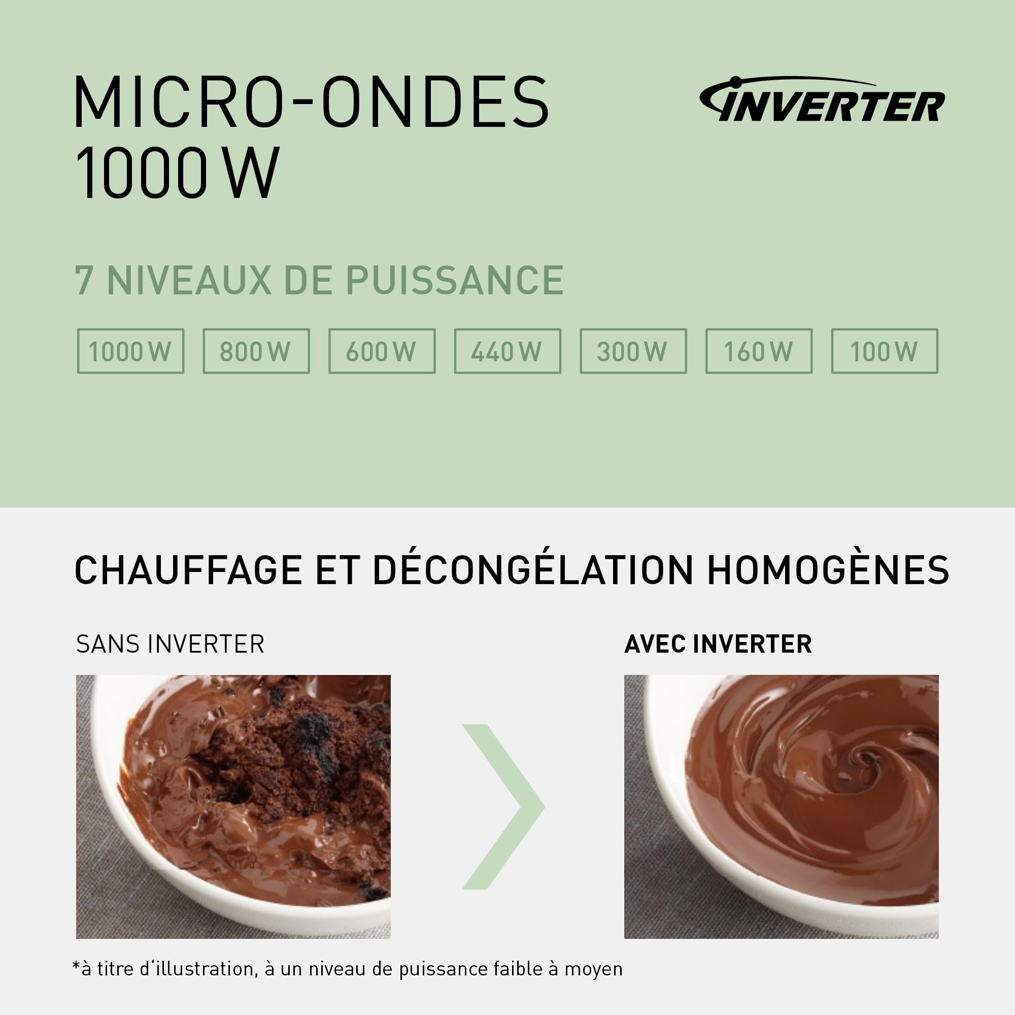 Panasonic NN-SD36QSEPG 29L Four à Micro-Ondes Solo en acier inoxydable, 1000W, Décongélation Automatique, 11 Programmes Automatiques, Molette