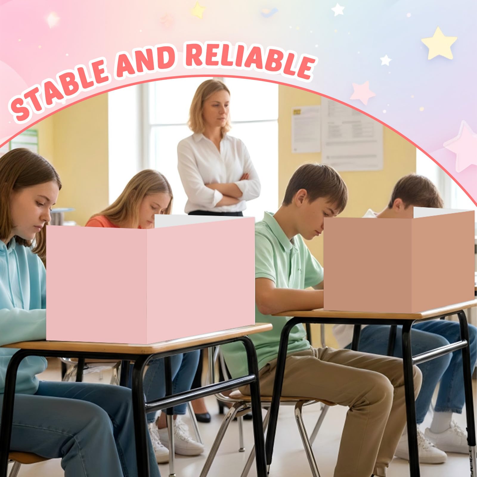 Confezione da 30 divisori da scrivania per studenti, in stile bohémien, per la privacy, impermeabili, per studio, divisori per test, privacy, scudi, cartelle per aule scolastiche, forniture per