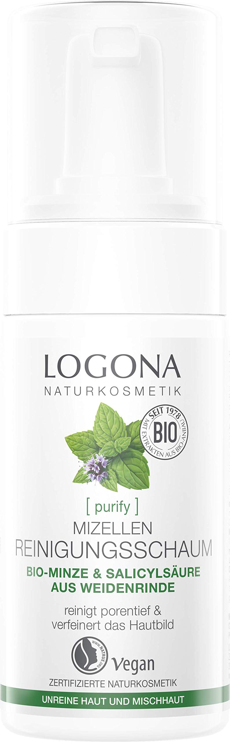 LogonaNaturkosmetik Clarifying Cleansing Foam, Effective & Balancing, Micellar Technology