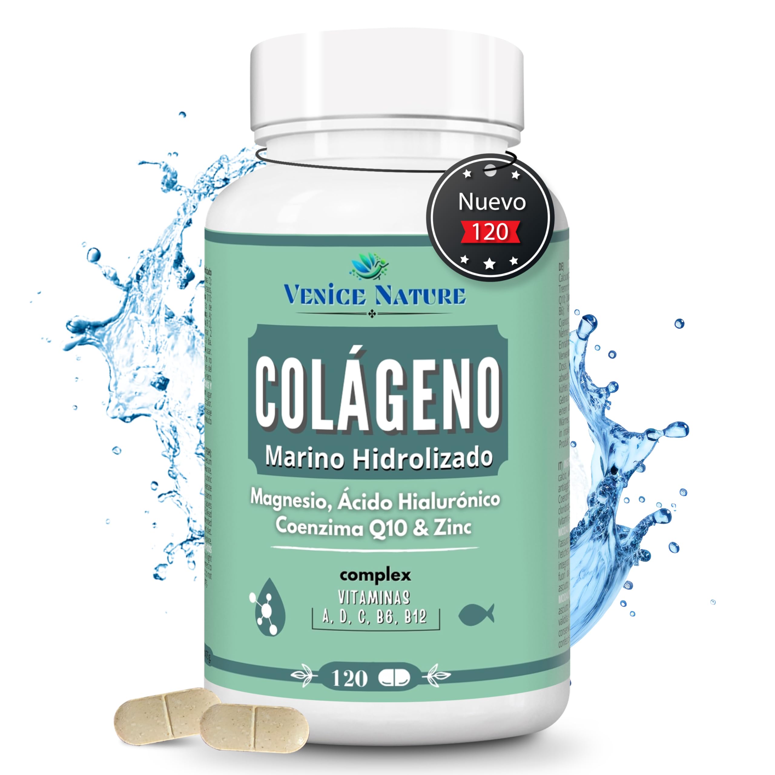 Colageno con Magnesio y Acido Hialuronico | Peptan® | 2000mg de Colágeno Marino Hidrolizado Puro para Articulaciones, Pelo y Piel