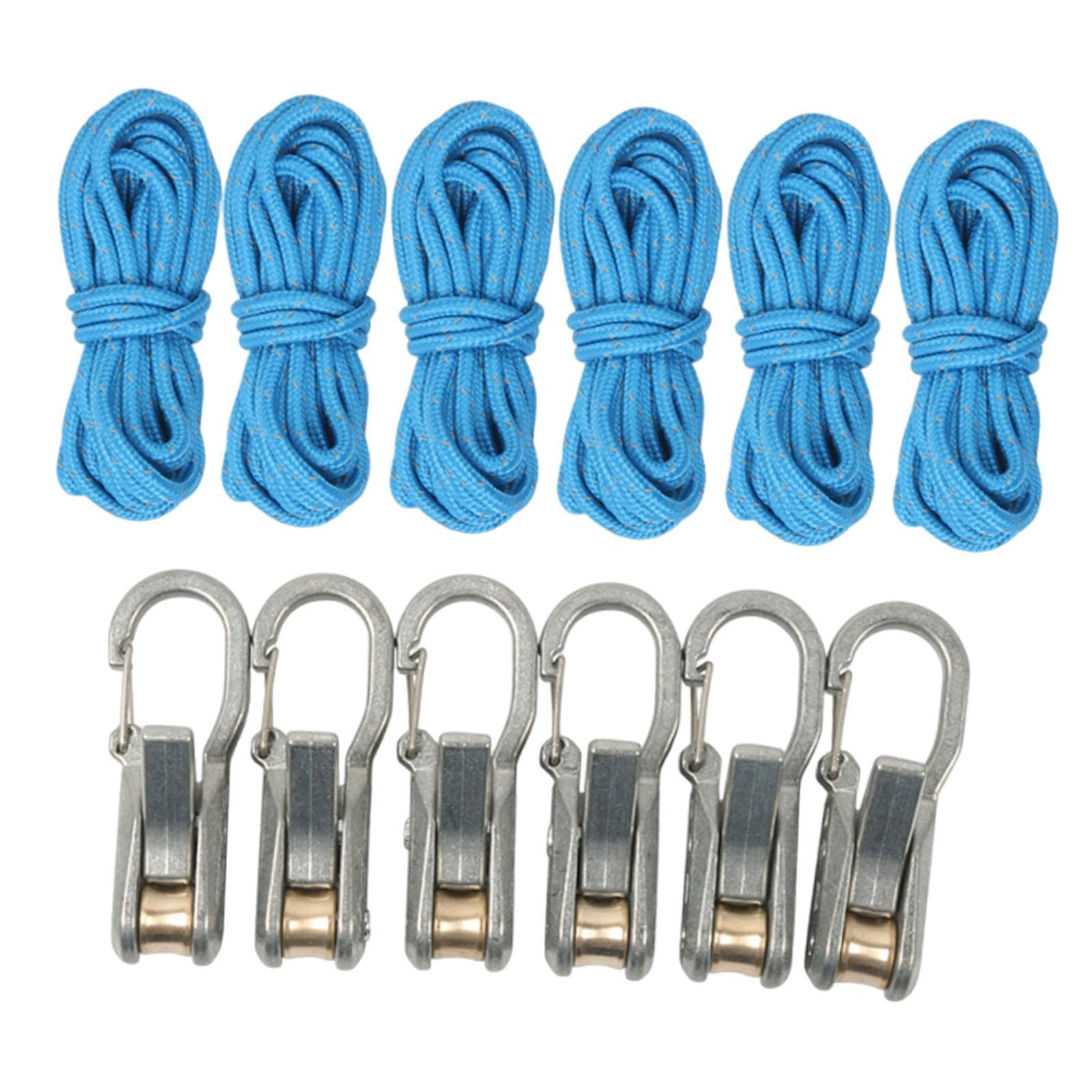 Corda con Tenditore a Rullo, Strumento di Tensionamento per Corde, Leggero E Multifunzionale, Regolatore di Paracord per Tiranti, 6 Corde 6 Ganci