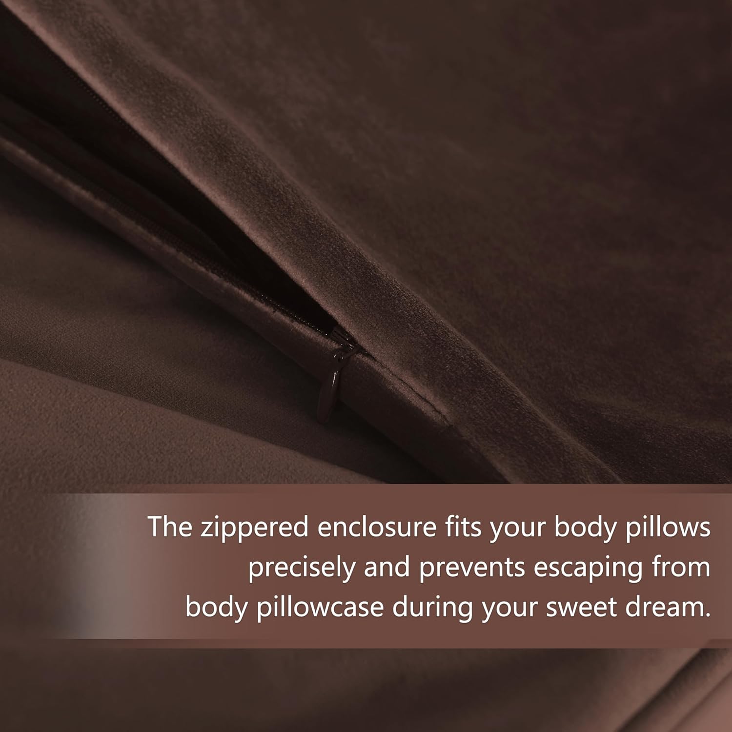 StangH Brown Velvet Body Pillow Cover 20x54 Inches, Super Soft Cozy Luxury Fuzzy Flannel Long Pillowcase with Zipper, Decorative Pillow Case for Pregnancy/Baby, 1 Piece