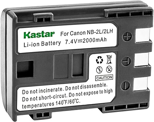Miniatura 5 de Kastar Paquete de 2 baterías NB-2L  NB-2LH de repuesto para Canon Optura 500, PowerShot G7, PowerShot G9, PowerShot S30, PowerShot S40, PowerShot