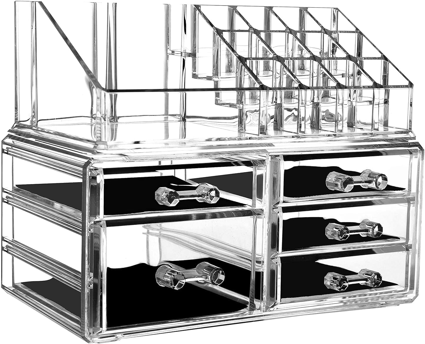 Clear Makeup Organizer for Bathroom, Stackable Cosmetics Storage with Drawers, Makeup and Skincare Organizer for Vanity Countertop