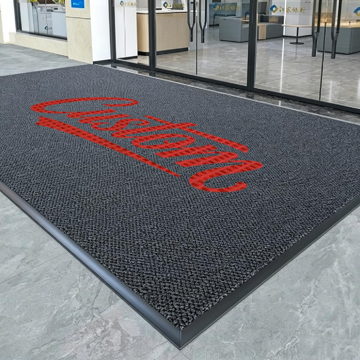 Paillasson Personnalisé avec Logo et Texte Dos Antidérapant Tapis Personnalisable Animaux pour Entrées Famille Commerces Supermarchés,90x120cm