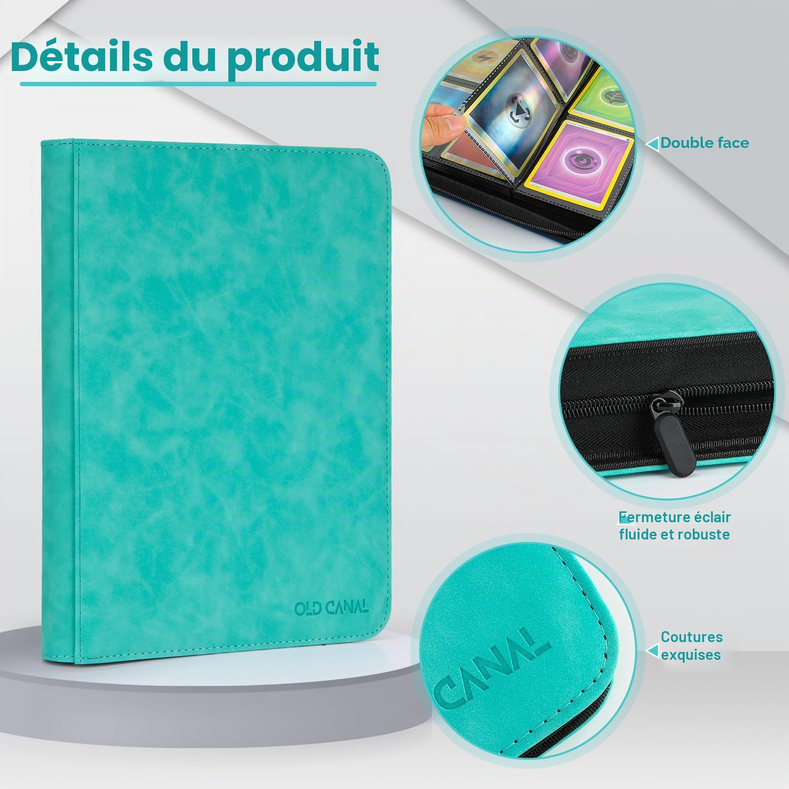 Classeur Carte, Rangement Carte de 30 pages de 540 Cartes, Album Carte avec Fermeture éclair de, Porte Cartes pour MTG, TCG, Compatible avec diverses cartes à collectionner(Bleu Tiffany)