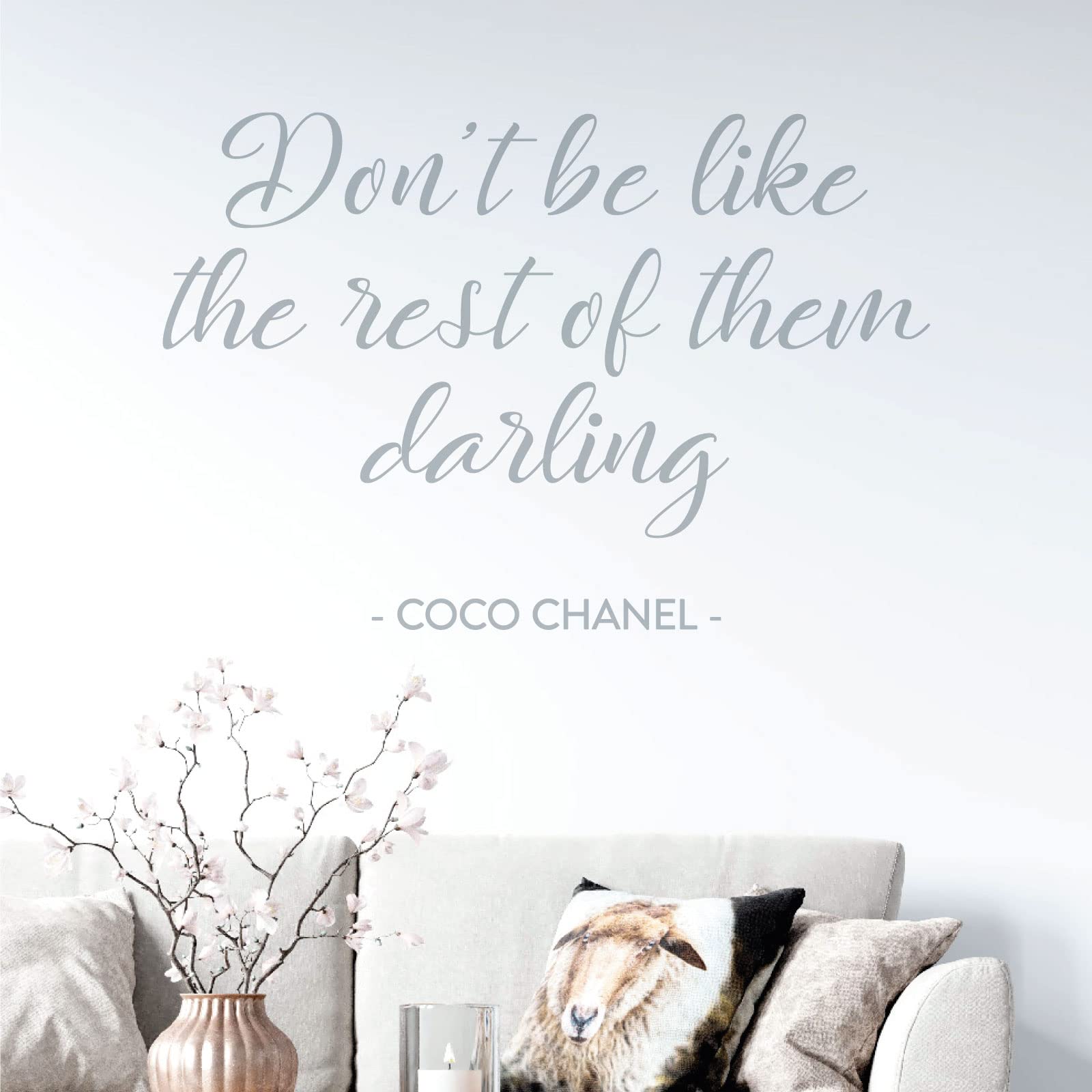Don't be like the rest of them Darling - Coco Chanel Wall Quote, Wall Art Sticker [Silver]