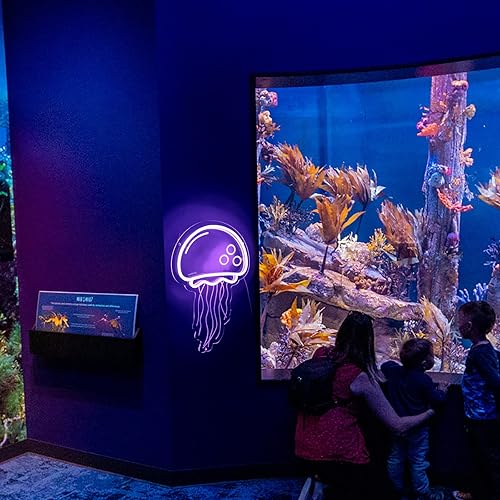 Miniatura 4 de Letrero de neón de medusa para dormitorio, sala de juegos, decoración de pared, letreros de luz LED de neón morados, arte 3D, letreros de neón