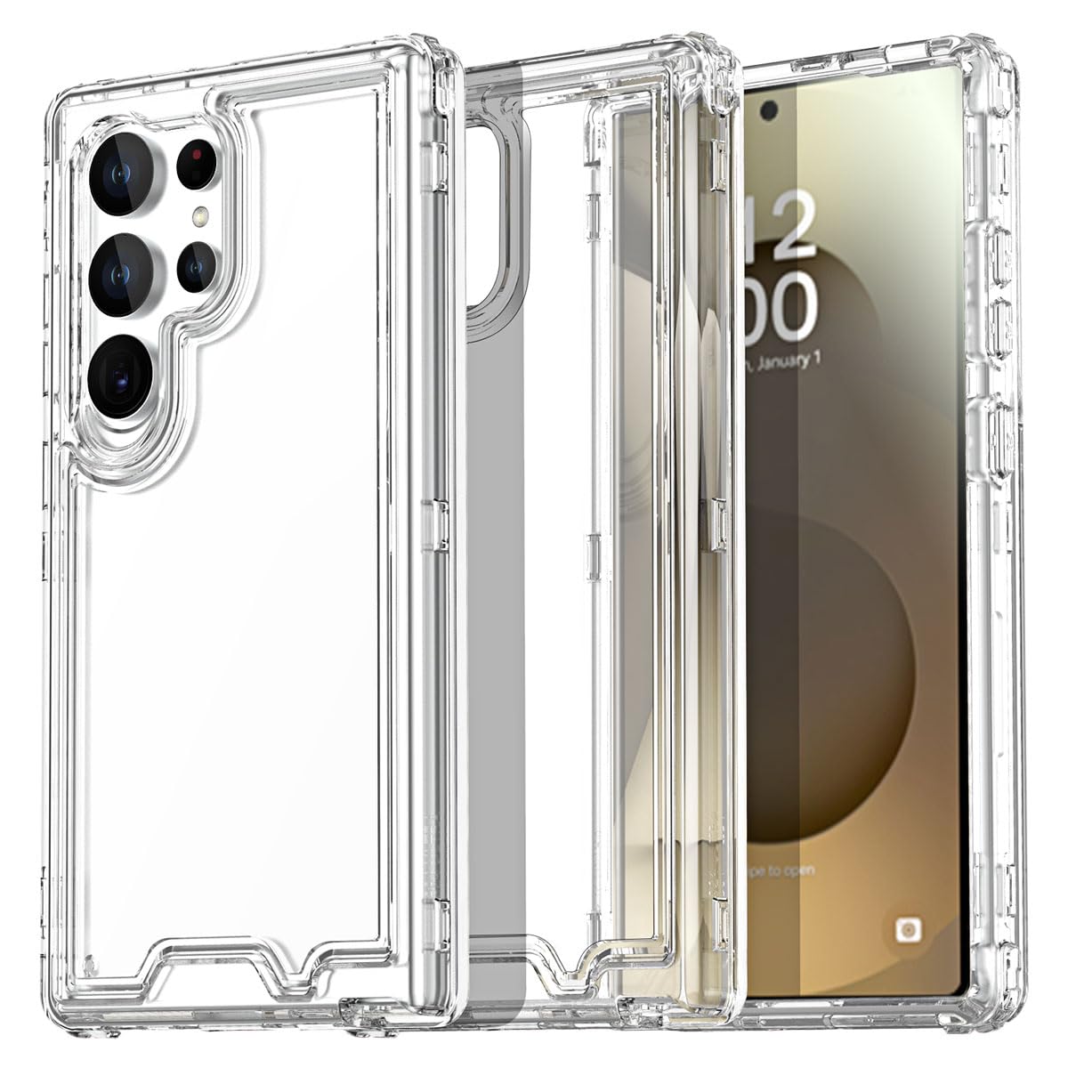 AICase for Samsung Galaxy S25 Ultra Case Clear,Heavy Duty Durable 3-Layer Crystal Transparent [Not Yellowing][Military Grade Drop Protection]