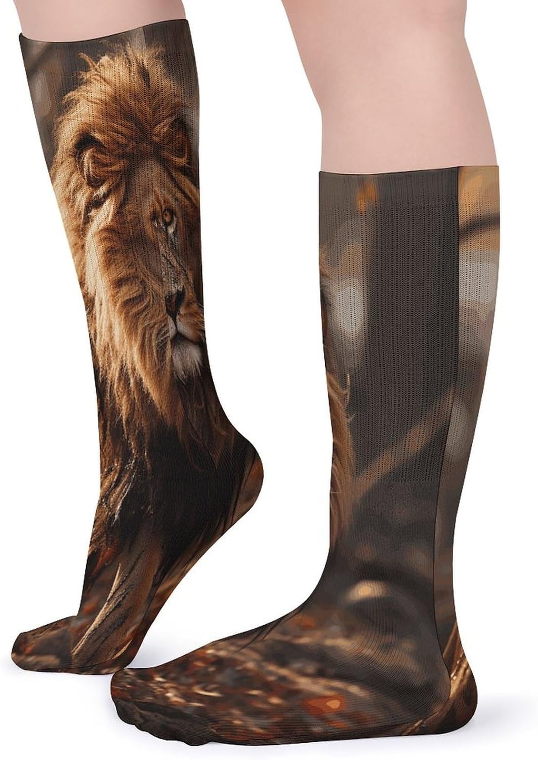 Lion Image Crew Socks High Stocking Thermal Socks | Tube Socks-Breathable-Moisture-Soft-wicking for Hospital Pilates Yoga for women men Grippy for office and daily walking