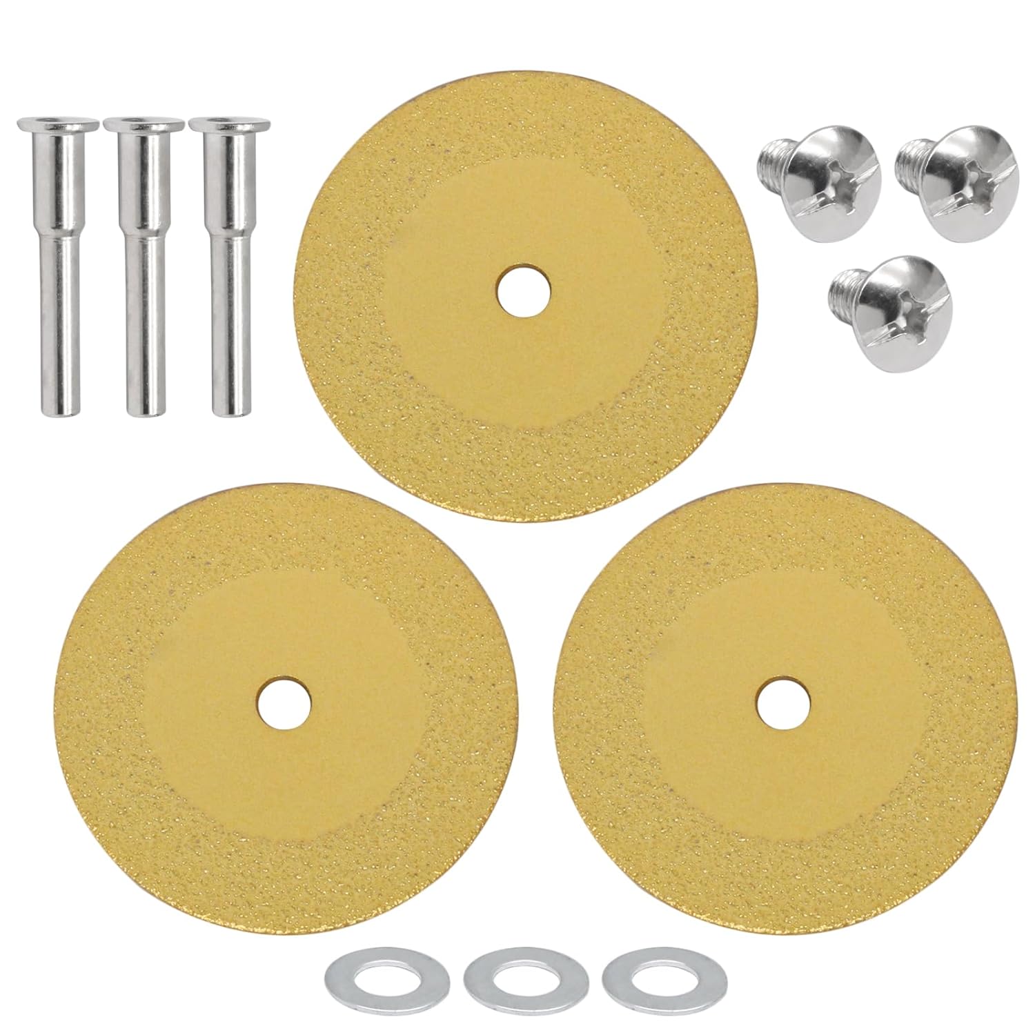 Biaungdo 3 Pcs Diamond-Edged Glass Cutting Disc 2 Inch, 1 mm Ultra-Thin Glass Tile Cutter Polishing Disc with 3 Pcs Round Shanks, Saw Blade Wheel for Grinding Jade, Crystal, Wine Bottles, Tile