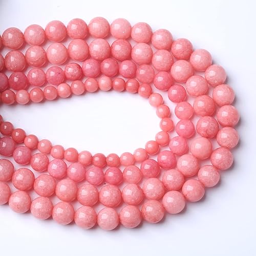 Miniatura 3 de 60 piezas de cuentas de jade rosa natural de 6 mm, cuentas redondas de rodocrosita calcedonia para hacer joyas, pulseras de bricolaje, piedra de