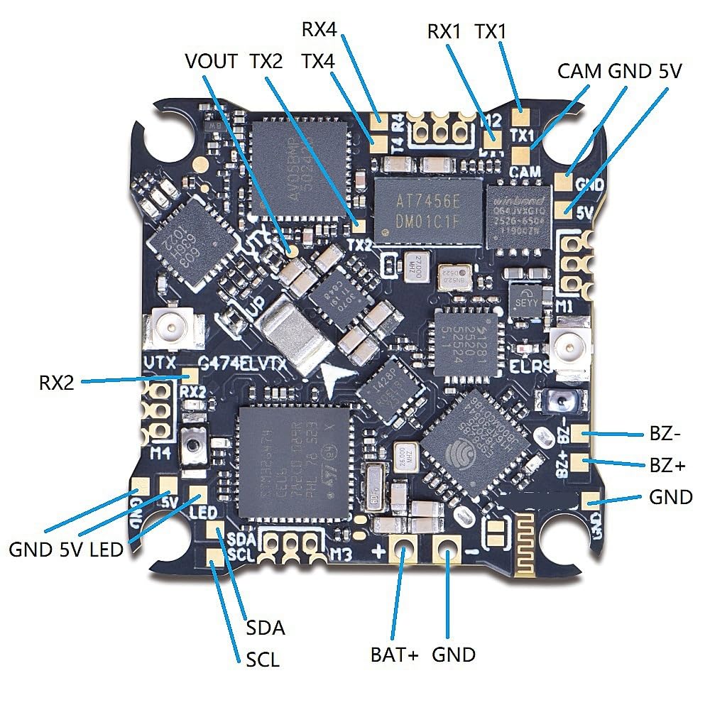 G474ELVTX AIO ICM42688-P OSD 8MB scatola nera 5V 1.5A BEC ricevitore ELRS 2.4G integrato VTX 12A ESC adatto for RC FPV Drone parte