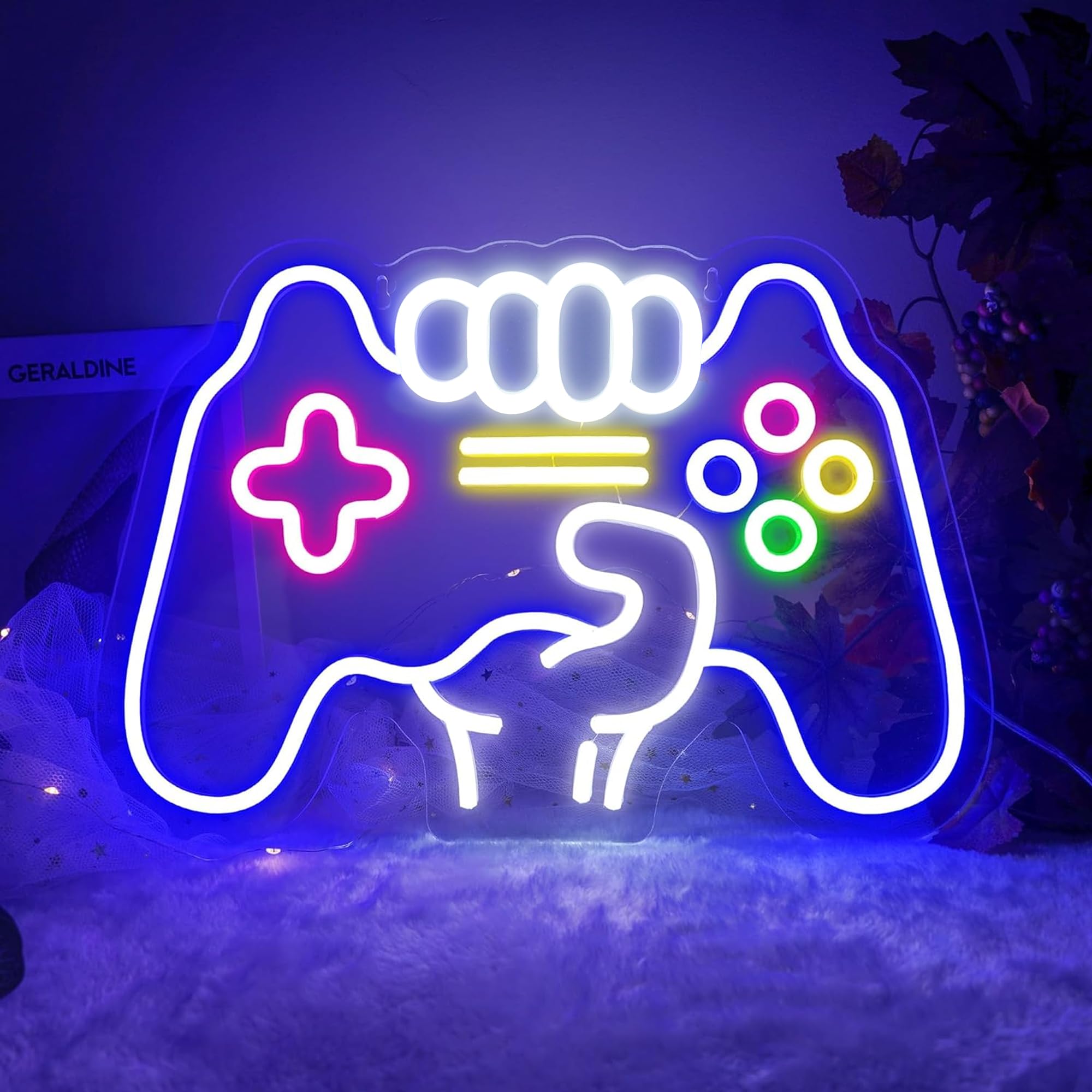 YSMNDE Insegna al neon con controller di gioco, per decorazione della stanza dei videogiochi, insegna al neon dimmerabile per la decorazione della stanza dei ragazzi, insegna al neon a LED,